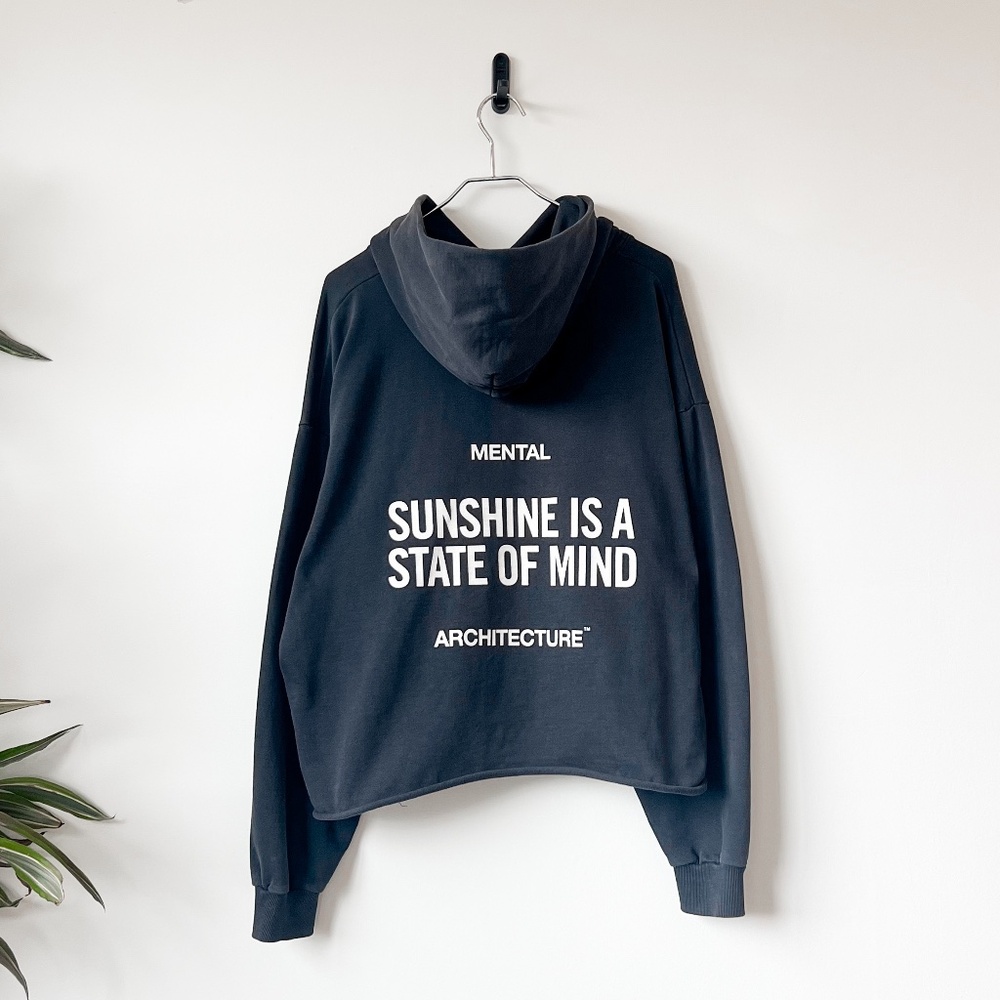 Super Rare Mental Architecture Distressed And Cropped Raw Hem Sunshine Hoodie
